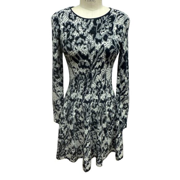 DKNY Knit Lace Print Fit & Flare Dress Size Small - Picture 1 of 9